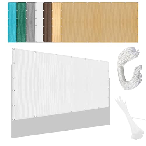 Sonnensegel Rechteckig Atmungsaktiv 600 x 620 cm Rechteckig Atmungsaktiv Sonnenschutz Windschutz Balkonbespannung Reißfest Vielen Größen mit Spannseilen für Garten Camping, Weiß von CHENGTT