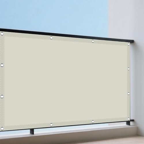 Sonnensegel Wasserdicht 130 x 350 cm Rechteckig Wasserdicht 98% UV Schutz Windschutz Markisenstoff Balkon Sichtschutz mit Ösen Und Befestigungsseile für Balkon Terrasse, Beige Sonnensegel Wasserdicht 130 x 350 cm Rechteckig Wasserdicht 98% UV Schutz Windschutz Markisenstoff Balkon Sichtschutz mit Ösen Und Befestigungsseile für Balkon Terrasse, Beige von CHENGTT