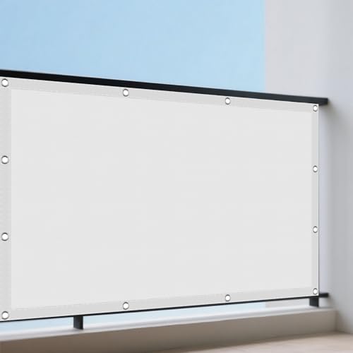 Sonnensegel Wasserdicht 85 x 700 cm Rechteckig Wasserdicht 98% UV Schutz Windschutz Markisenstoff Balkon Sichtschutz mit Ösen Und Befestigungsseile für Balkon Terrasse, Weiß Sonnensegel Wasserdicht 85 x 700 cm Rechteckig Wasserdicht 98% UV Schutz Windschutz Markisenstoff Balkon Sichtschutz mit Ösen Und Befestigungsseile für Balkon Terrasse, Weiß von CHENGTT