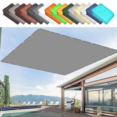 Sonnensegel Wasserdicht Rechteckig 2.8 x 4.5 m Wasserdicht 98% UV Schutz Terrassendach Sichtschutz mit Ösen Segeltuch 4 × 1.5 M Seile für Terrasse Garten, Hellgrau von CHENGTT