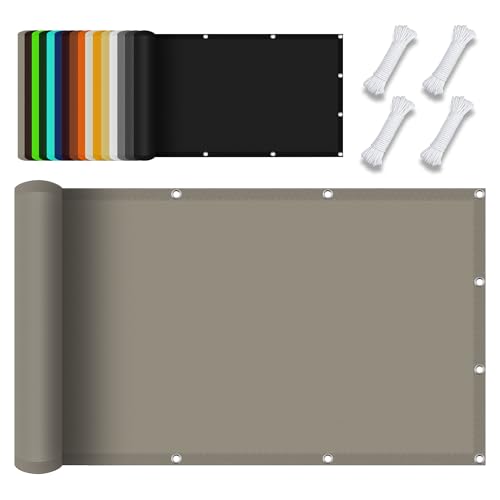 Sonnensegel mit Ösen Wasserdicht 2.6 x 6.5 m Rechteckig Wasserdicht Sonnenschutz Windschutz Baldachin Garten Segel Vielen Größen mit Spannseilen für Garten Camping, Taupe von CHENGTT