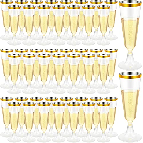CHENGU Champagnergläser, Kunststoff, 142 ml, Einweg-Weingläser, für Hochzeit, Party, Cocktailbecher, Gläser für Feiern, goldfarben, 200 Stück von CHENGU