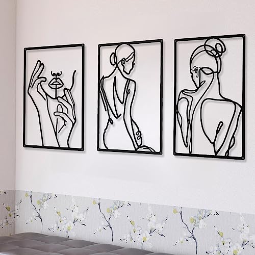 CHENGU Minimalistische abstrakte Frauen-Wandkunst, Linienzeichnung, Wandkunst, Dekoration, einzeilig, weiblich, zum Aufhängen, Wandkunst, Dekor für Küche, Badezimmer, Wohnzimmer (Schwarz, Rückseite CHENGU Minimalistische abstrakte Frauen-Wandkunst, Linienzeichnung, Wandkunst, Dekoration, einzeilig, weiblich, zum Aufhängen, Wandkunst, Dekor für Küche, Badezimmer, Wohnzimmer (Schwarz, Rückseite von CHENGU