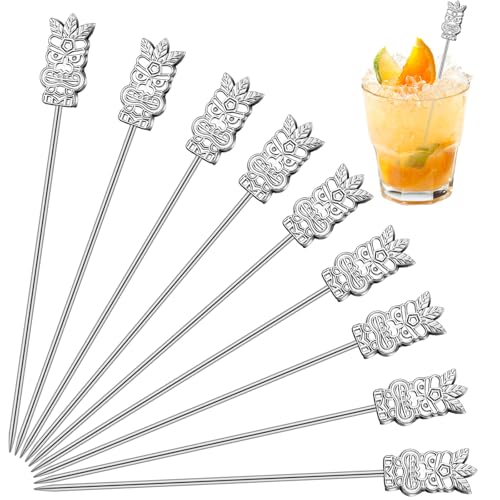 Chengu Tiki Cocktail-Picker, wiederverwendbar, Edelstahl, Tiki-Martini-Zahnstocher für Oliven, Metall, Tiki-Bar, Zubehör für Vorspeisen, Lebensmittel, Obst, Strand, Urlaub, Party, Gastgeschenke, 10 von CHENGU