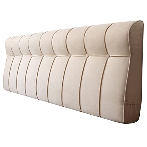 CHENGZ Bett Rückenlehne Lesekissen Kopfteil Kissen Baumwolle Und Leinen Doppelbett-Rückenkissen Wandkissen/Ohne Kopfteil, Schlafzimmer Sofa Rückenpolster,Beige-120x60x10cm von CHENGZ
