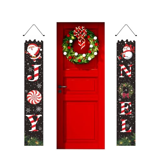 CHENGZI Weihnachten Couplet Festliche Tür Vorhänge Flaggen Santa Claus Schneemann Couplet Festliche Dekorationen (Schwarz) von CHENGZI