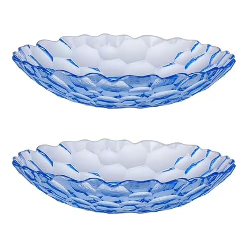 CHENHOJU 2 Stück Obstteller, moderne Obstschale aus Glas, Serviertabletts for Süßigkeiten und Nüsse, kreatives Serviertablett for Nüsse, Süßigkeiten und Snacks(Bleu) von CHENHOJU