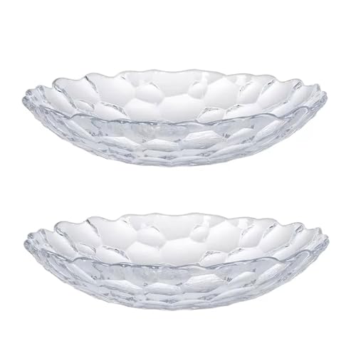 CHENHOJU 2 Stück Obstteller, moderne Obstschale aus Glas, Serviertabletts for Süßigkeiten und Nüsse, kreatives Serviertablett for Nüsse, Süßigkeiten und Snacks(Clear) von CHENHOJU