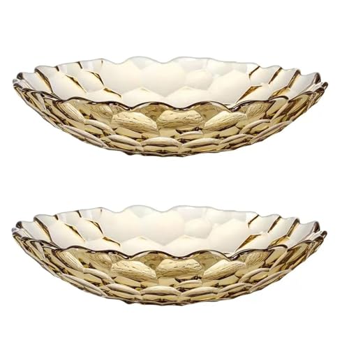 CHENHOJU 2 Stück Obstteller, moderne Obstschale aus Glas, Serviertabletts for Süßigkeiten und Nüsse, kreatives Serviertablett for Nüsse, Süßigkeiten und Snacks(Gold) von CHENHOJU
