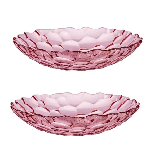 CHENHOJU 2 Stück Obstteller, moderne Obstschale aus Glas, Serviertabletts for Süßigkeiten und Nüsse, kreatives Serviertablett for Nüsse, Süßigkeiten und Snacks(Rose) von CHENHOJU