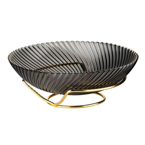 CHENHOJU Obstteller aus Glas, Dessertteller, Obstschale mit Metallsockel, Ständer for Nüsse und Trockenfrüchte als Tisch-Organizer(S) von CHENHOJU