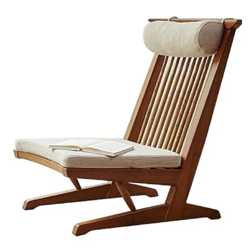 CHENHOJU Rattan-Sessel für kleine Räume, Massivholz, Retro-Balkonsessel, hohe Rückenlehne, Design für Wohnzimmer, Schlafzimmer, Terrasse, Rattan-Akzentstuhl von CHENHOJU