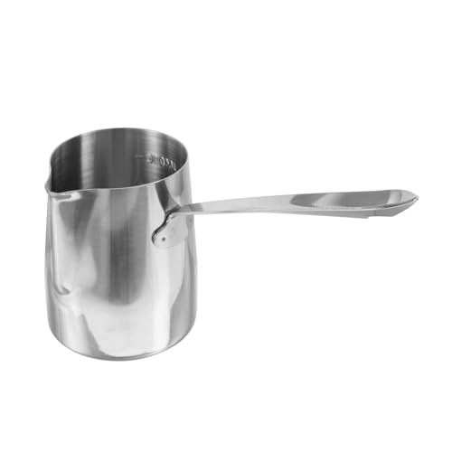 Kaffeetasse aus Edelstahl, Milchaufschäumerkrug, dicke Kaffeetasse mit langem Griff, Milchaufschäumtopf mit spitzem Ausguss, Teekanne for den Herd(350ML) von CHENHOJU