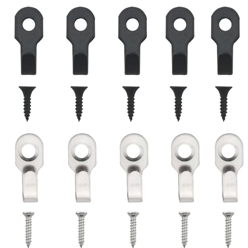 CHENJIN 10 Stück 27 x 11 x 12 mm Mini-Edelstahl-Haken, 5 schwarz und 5 silberfarben, zum Aufhängen von Handtüchern, Kleidung, Hüten, Taschen, Schlüsseln und Schals von CHENJIN