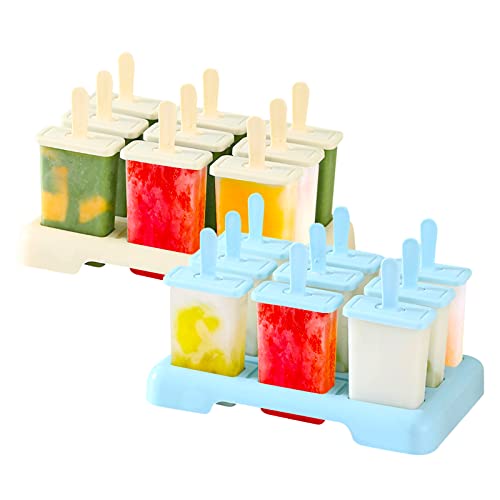 Eisformen Eis am Stiel, 18 Eisformen Wiederverwendbar Eiscreme Formen DIY Eis am Stiel Formen Popsicle Formen Set BPA Frei Eisformen Kinder, Blau, Beige von CHENKEE