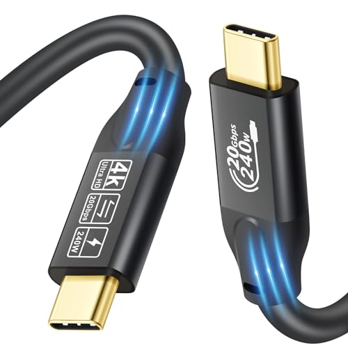 20Gbps USB C 3.2 Gen 2 Kabel, Typ C 4 K @ 60 Hz UHD Video 5A/240 W PD3.1 Fast Charge kompatibel mit Thunderbolt 3/4 for Phone MacBook Samsung Monitor (USB C 3.2 Kable 20G 240W 1M) von CHENLENIC