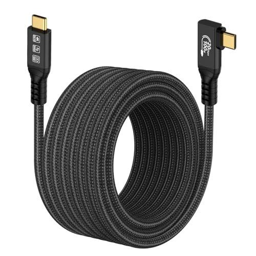 CHENLENIC 5M USB C 3.2 Gen 2 Kabel, 90 Grad,Type C 20 Gbps 4 K @ 60 Hz UHD Video 100 W PD3.0 Schnelles Ladungskabel, kompatibel mit Thunderbolt 3/4, MacBook Pro Monitor etc. (USB C 20G 100 W) von CHENLENIC