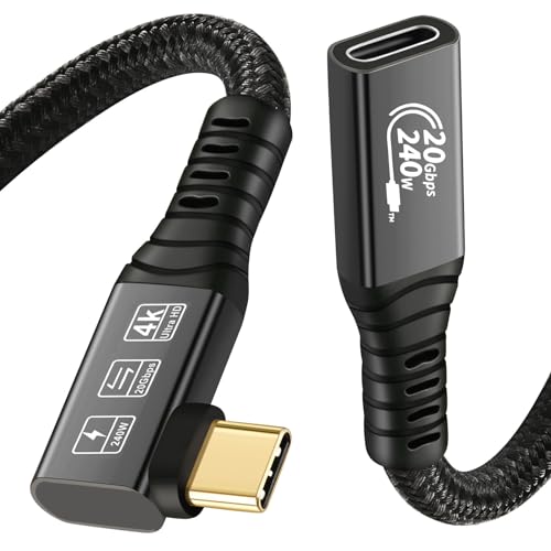CHENLENIC 90 Grad 20Gbps USB C 3.2 Verl?ngerungskabel, USBC 3.2 Gen2 Typ-c Stecker zu Buchse Extender Kabel Ultra HD 4K@60Hz 240W 20Gbps Daten¨¹bertragung mit externer SSD eGPU von CHENLENIC