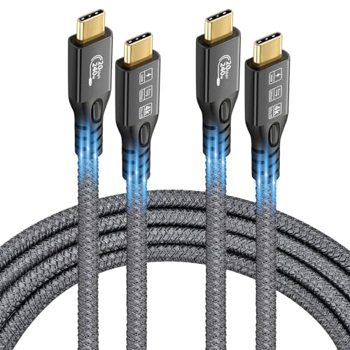 CHENLENIC USB C Kabel 3.2 Gen2x2 20 Gbps, 2 Stück Typ C 4 K @ 60 Hz UHD Video 5A/240 W PD3.1 Schnellladekabel mit E-Marker, kompatibel mit Thunderbolt 3/4 für iPhone 15Pro MacBook (2, 2 Stück USB C von CHENLENIC