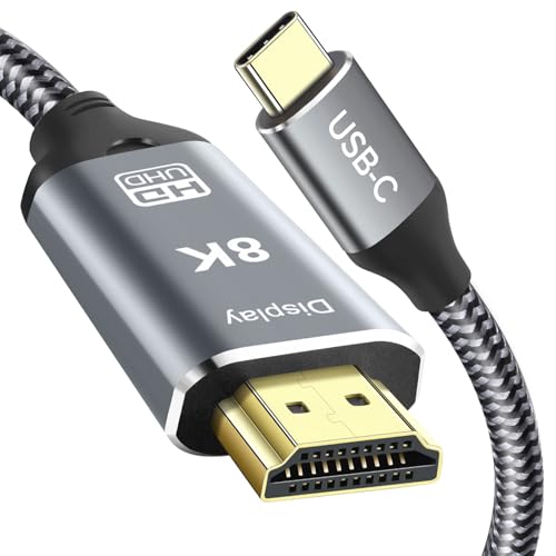 CHENLENIC USB C auf HDMI 2.1 Kabel, 8 K @ 60 Hz 4 K @ 144 Hz, Thunderbolt 4/5 auf HDMI, Typ C kompatibel mit MacBook Pro M4, M3, iPad, iPhone 16Pro, unterstützt HDCP 2.3 & HDR10, High Speed 48 Gbps von CHENLENIC