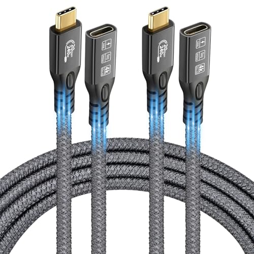 USB C 3.2 Verlängerungskabel, 2 Stück, 20 Gbps, USBC 3.2 Gen2, Typ C, Stecker auf Buchse, Extender, Ultra HD 4 K @ 60 Hz, 240 W, Ladedatentransfer, kompatibel mit externen SSD (2, 2 Stück, USB C 3.2 Verlängerungskabel, 2 Stück, 20 Gbps, USBC 3.2 Gen2, Typ C, Stecker auf Buchse, Extender, Ultra HD 4 K @ 60 Hz, 240 W, Ladedatentransfer, kompatibel mit externen SSD (2, 2 Stück, von CHENLENIC