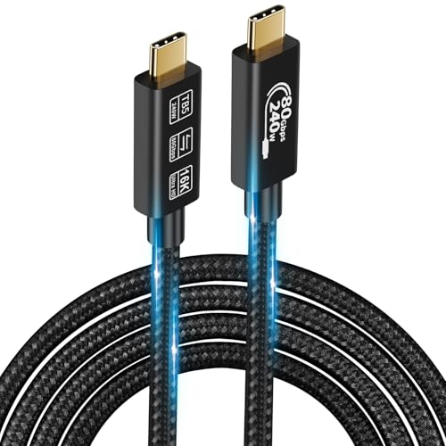 CHENLENIC USB4 Kabel, mit Thunderbolt 5 Kabel, 240W Lade, 80Gbps Daten, Gen4, 16K@60Hz 4K120Hz HDR, USB C auf USB C Cabel, for Hub, Dock, M2, M3, SSD, Laptops (TB5 80G 240W 1M) von CHENLENIC