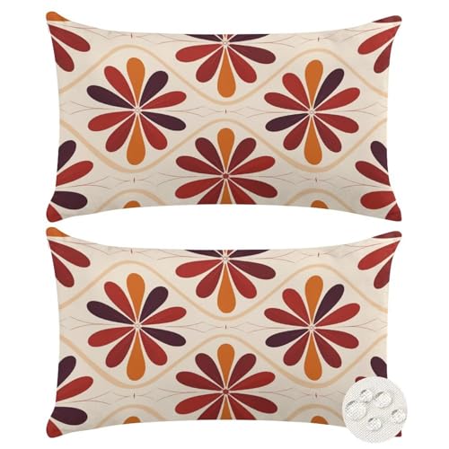2et Set Kissenbezug 35x55 cm Outdoor Kissen Beige Wasserdichte Sofakissen Zierkissen Dekokissen Wasserfest Kissenbezüge Blatt CouchKissen Kissenhüllen Pillow Case für Garten Sofa Outdoor (XY331) von CHENLICXLF