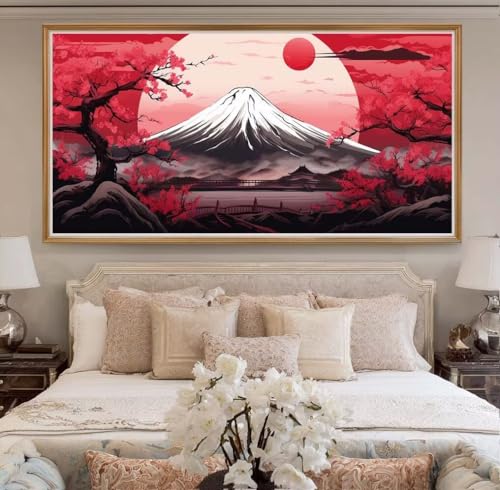 Diamond Painting Berg Fuji XXL 50x120cm, 5D DIY Diamond Painting Erwachsene, Japan Diamant Painting Bilder Full Drill, Mosaikherstellung Basteln Erwachsene für Geschenk Zuhause Wand Dekoration (RD12) von CHENLICXLF