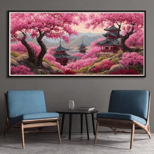 Diamond Painting Erwachsene Groß XXL 30x60cm, 5D Diamant Painting Bilder Landschaft Diamond-Painting Rosa Baum Diamant Kunst Malerei Stickerei Kreuzstich Basteln Set für Home Wand Décor (RD11) von CHENLICXLF