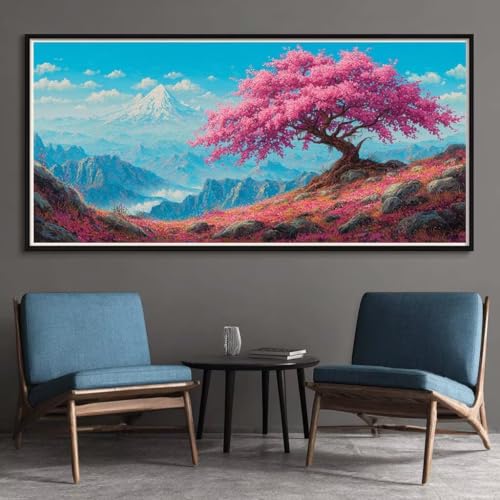 Diamond Painting Erwachsene Groß XXL 30x60cm, 5D Diamant Painting Bilder Rosa Baum Diamond-Painting Landschaft Diamant Kunst Malerei Stickerei Kreuzstich Basteln Set für Home Wand Décor (RD14) von CHENLICXLF