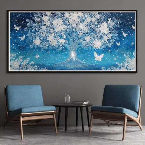 Diamond Painting Erwachsene Groß XXL 50x120cm, 5D Diamant Painting Bilder Großer Baum Runder Vollbohrer Diamond-Painting Schmetterling Diamant Kunst Malerei Stickerei für Home Wand Décor (RD8) von CHENLICXLF