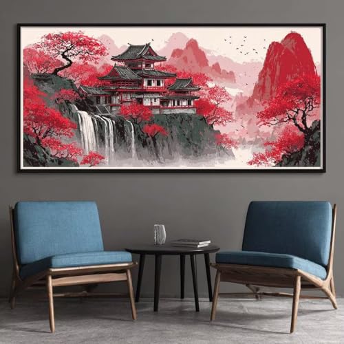 Diamond Painting Erwachsene Groß XXL 90x180cm, 5D Diamant Painting Bilder Japan Eckige Steine Diamond-Painting Wasserfall Diamant Kunst Malerei Stickerei Kreuzstich Set für Home Wand Décor (SQ10) von CHENLICXLF