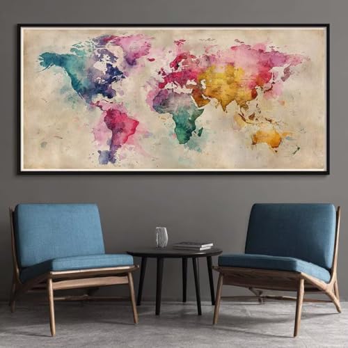 Diamond Painting Karte XXL 80x160cm, 5D DIY Diamond Painting Erwachsene, Retro Diamant Painting Bilder Full Drill, Mosaikherstellung Basteln Erwachsene für Geschenk Zuhause Wand Dekoration (RD3) von CHENLICXLF