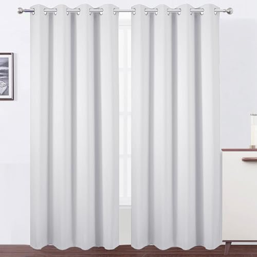CHENMIAO Gardinen Blickdicht 60 x 180 cm Wärmeisolierend Kälteschutz Sonnenschutz Vorhänge Schlafzimmer Vielen Farben Und Größen für Wohnzimmer Schlafzimmer, Weiß von CHENMIAO