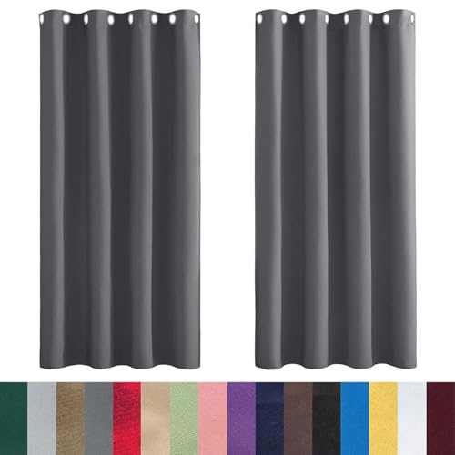 CHENMIAO Gardinen mit Kräuselband 320 x 60 cm Schöner, Weicher, Schalldämmung, Blickdicht Verdunkelnd Gardinen Ösen Vorhang Vielen Farben Und Größen für Wohnzimmer Schlafzimmer, Dunkelgrau von CHENMIAO