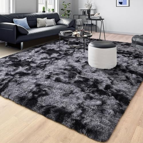 CHENMIAO Teppich Wohnzimmer 110 x 330 cm Flauschig Weich Deko Rechteckig Shaggy Teppich Schlafzimmer Anti-Rutsch-Rückseite für Schlafzimmer, Dunkelgrau von CHENMIAO