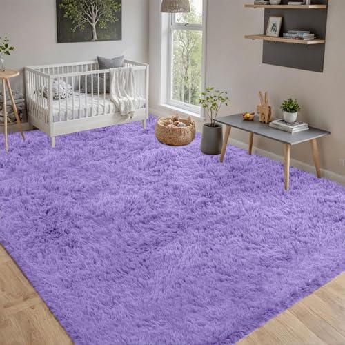 CHENMIAO Teppich Wohnzimmer 130 x 270 cm Flauschiger Modern Shaggy Langflor Weiche Flauschiger Teppich Anti-Rutsch-Rückseite für Schlafzimmer Schlafzimmer, Lila CHENMIAO Teppich Wohnzimmer 130 x 270 cm Flauschiger Modern Shaggy Langflor Weiche Flauschiger Teppich Anti-Rutsch-Rückseite für Schlafzimmer Schlafzimmer, Lila von CHENMIAO