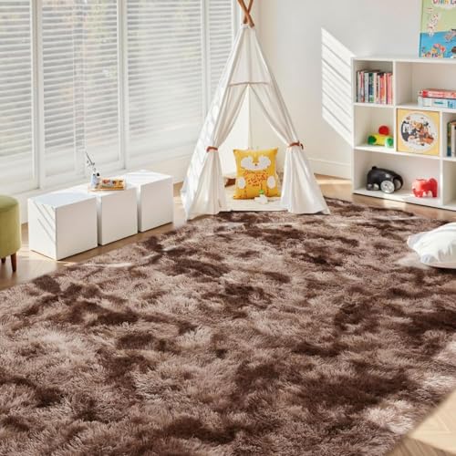 CHENMIAO Teppich Wohnzimmer 170 x 210 cm Flauschig Hochflor Extra Shaggy Bettvorleger Teppich Schlafzimmer Anti-Rutsch-Rückseite für Kinderzimmer Wohnzimmer, Braun CHENMIAO Teppich Wohnzimmer 170 x 210 cm Flauschig Hochflor Extra Shaggy Bettvorleger Teppich Schlafzimmer Anti-Rutsch-Rückseite für Kinderzimmer Wohnzimmer, Braun von CHENMIAO