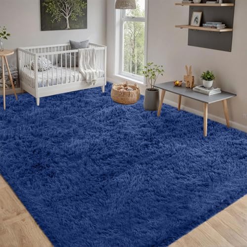 CHENMIAO Teppich Wohnzimmer 190 x 200 cm Flauschig Hochflor Extra Shaggy Weicher Wohnzimmerteppich Anti-Rutsch-Rückseite für Schlafzimmer Kinderzimmer, Dunkelblau CHENMIAO Teppich Wohnzimmer 190 x 200 cm Flauschig Hochflor Extra Shaggy Weicher Wohnzimmerteppich Anti-Rutsch-Rückseite für Schlafzimmer Kinderzimmer, Dunkelblau von CHENMIAO