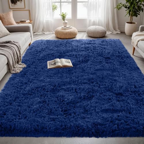 CHENMIAO Teppich Wohnzimmer 210 x 290 cm Flauschig Weich Deko Rechteckig Shaggy Wohnzimmerteppich Anti-Rutsch-Rückseite für Wohnzimmer Kinderzimmer, Dunkelblau CHENMIAO Teppich Wohnzimmer 210 x 290 cm Flauschig Weich Deko Rechteckig Shaggy Wohnzimmerteppich Anti-Rutsch-Rückseite für Wohnzimmer Kinderzimmer, Dunkelblau von CHENMIAO