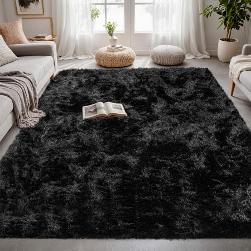 CHENMIAO Teppich Wohnzimmer 220 x 270 cm Flauschig Weich Deko Rechteckig Shaggy Wohnzimmerteppich Anti-Rutsch-Rückseite für Wohnzimmer Kinderzimmer, Schwarz CHENMIAO Teppich Wohnzimmer 220 x 270 cm Flauschig Weich Deko Rechteckig Shaggy Wohnzimmerteppich Anti-Rutsch-Rückseite für Wohnzimmer Kinderzimmer, Schwarz von CHENMIAO