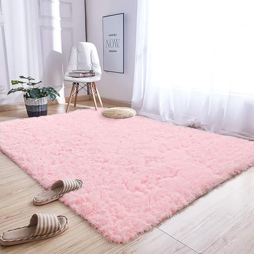 CHENMIAO Teppich Wohnzimmer 270 x 280 cm Bettvorleger Anti Rutsch Extra Große Flauschig Flauschiger Teppich Anti-Rutsch-Rückseite für Kinderzimmer Schlafzimmer, Rosa von CHENMIAO