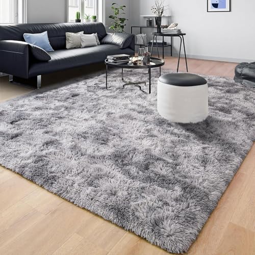 CHENMIAO Teppich Wohnzimmer 300 x 340 cm Flauschig Weich Deko Rechteckig Shaggy Teppich Schlafzimmer Anti-Rutsch-Rückseite für Schlafzimmer, Hellgrau von CHENMIAO