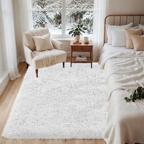 CHENMIAO Teppich Wohnzimmer 40 x 250 cm Flauschiger Modern Shaggy Langflor Weiche Flauschiger Teppich Anti-Rutsch-Rückseite für Schlafzimmer Schlafzimmer, Weiß CHENMIAO Teppich Wohnzimmer 40 x 250 cm Flauschiger Modern Shaggy Langflor Weiche Flauschiger Teppich Anti-Rutsch-Rückseite für Schlafzimmer Schlafzimmer, Weiß von CHENMIAO