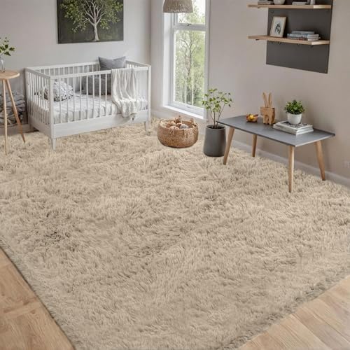 CHENMIAO Teppich Wohnzimmer 60 x 80 cm Flauschig Hochflor Extra Shaggy Weicher Wohnzimmerteppich Anti-Rutsch-Rückseite für Schlafzimmer Kinderzimmer, Beige CHENMIAO Teppich Wohnzimmer 60 x 80 cm Flauschig Hochflor Extra Shaggy Weicher Wohnzimmerteppich Anti-Rutsch-Rückseite für Schlafzimmer Kinderzimmer, Beige von CHENMIAO