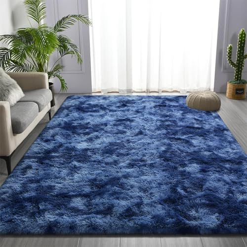 CHENMIAO Teppich Wohnzimmer 70 x 100 cm Bettvorleger Anti Rutsch Extra Große Flauschig Teppich Schlafzimmer Anti-Rutsch-Rückseite für Schlafzimmer Kinderzimmer, Dunkelblau CHENMIAO Teppich Wohnzimmer 70 x 100 cm Bettvorleger Anti Rutsch Extra Große Flauschig Teppich Schlafzimmer Anti-Rutsch-Rückseite für Schlafzimmer Kinderzimmer, Dunkelblau von CHENMIAO