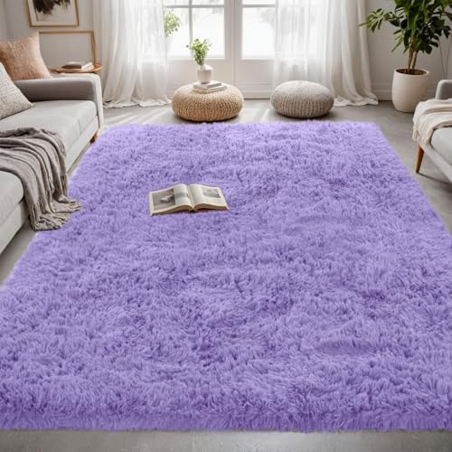 CHENMIAO Teppich Wohnzimmer 70 x 110 cm Flauschig Weich Deko Rechteckig Shaggy Wohnzimmerteppich Anti-Rutsch-Rückseite für Wohnzimmer Kinderzimmer, Lila CHENMIAO Teppich Wohnzimmer 70 x 110 cm Flauschig Weich Deko Rechteckig Shaggy Wohnzimmerteppich Anti-Rutsch-Rückseite für Wohnzimmer Kinderzimmer, Lila von CHENMIAO