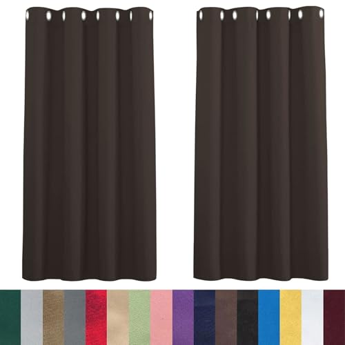 CHENMIAO Verdunklungsvorhänge 2Er Set 80 x 220 cm Wärmeisolierend Kälteschutz Sonnenschutz Ösenschal Fensterschal mit Ösen, Waschbar für Hotels Schlafzimmer, 2Er Set, Braun von CHENMIAO