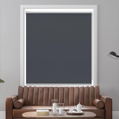 Doppelrollo Klemmfix Ohne Bohren 50 x 70 cm Blickdicht Hitzeschutz Seitenzugrollo Verdunkelungs-Rollo Einfache Installation für Fenster & Tür, Dunkelgrau von CHENMIAO