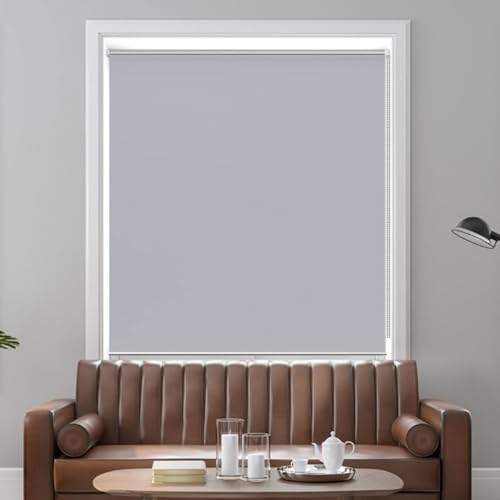 Doppelrollo Klemmfix Ohne Bohren 70 x 160 cm Blickdicht Sichtschutz Fensterrollo Rollo Rollade Rollo Höhe Stufenlos Verstellbar für Fenster & Tür, Hellgrau von CHENMIAO